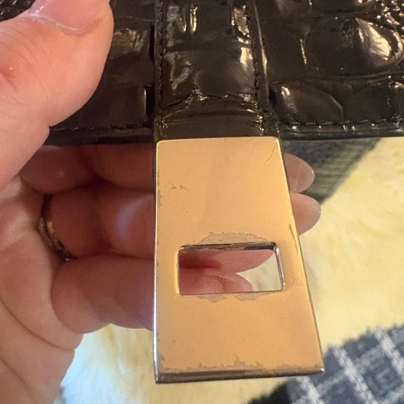 Brahmin Black Crocodile Embossed Bag - Picture 3 of 5